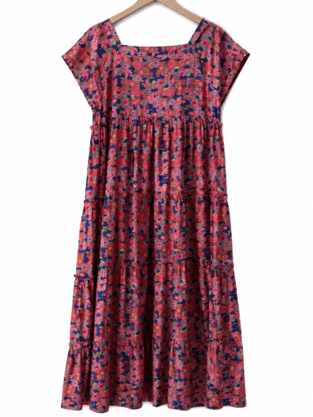 Natural Life Berkley Floral Tiered Boho Maxi Dress Pink Size L - Picture 2 of 5